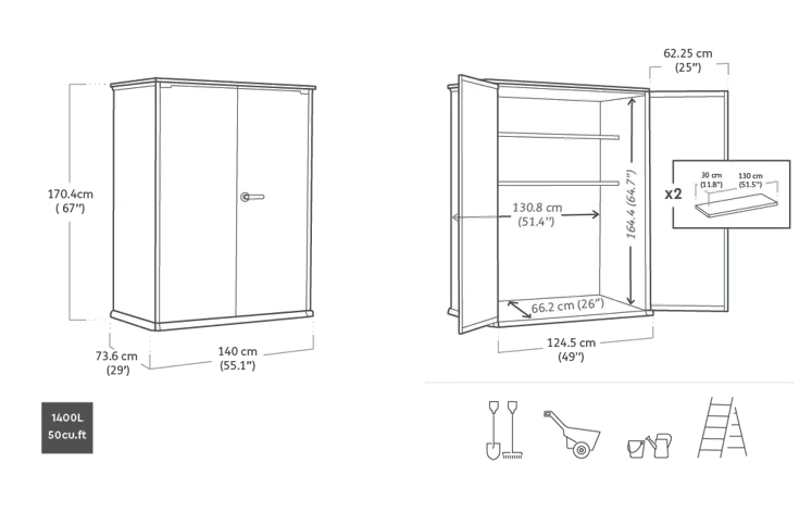 Cortina Alto 1400L Storage Cabinet - Grey