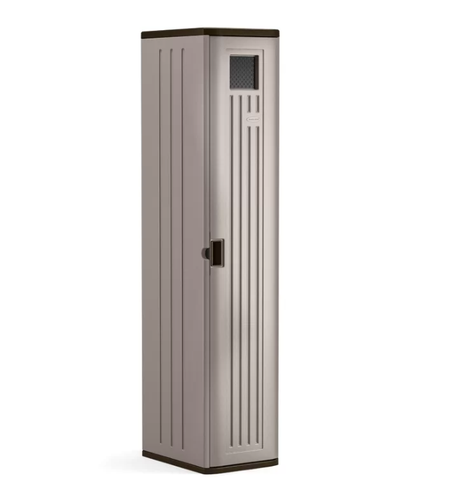 Suncast BMC5800 72 in. X 15 in. X 20 in 2-Shelf Resin Tall Storage Locker in Platinum