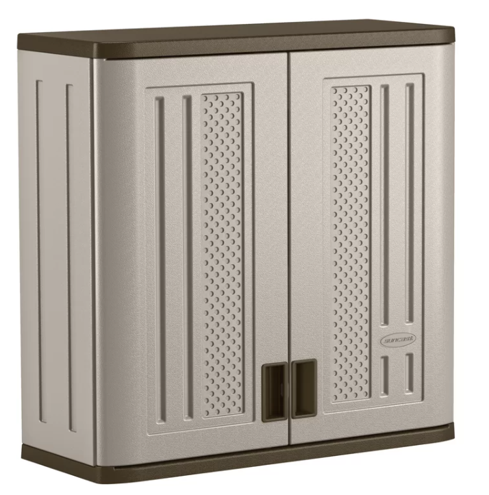 Suncast BMC3000 Resin 1-Shelf Wall Mounted Garage Cabinet in Platinum (30 in W x 30 in H x 12 in D)