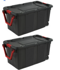 Sterilite 40 Gallon Wheeled Industrial Tote Plastic, Black, Set of 2