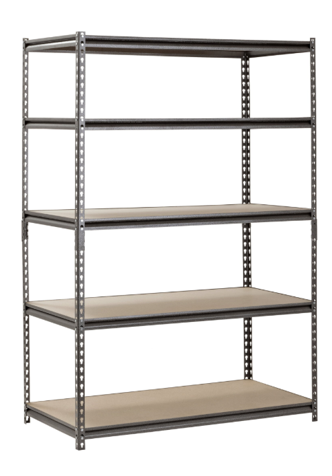Muscle Rack 48″W x 24″D x 72″H 5-Shelf Steel Freestanding Shelves, Silver-Vein