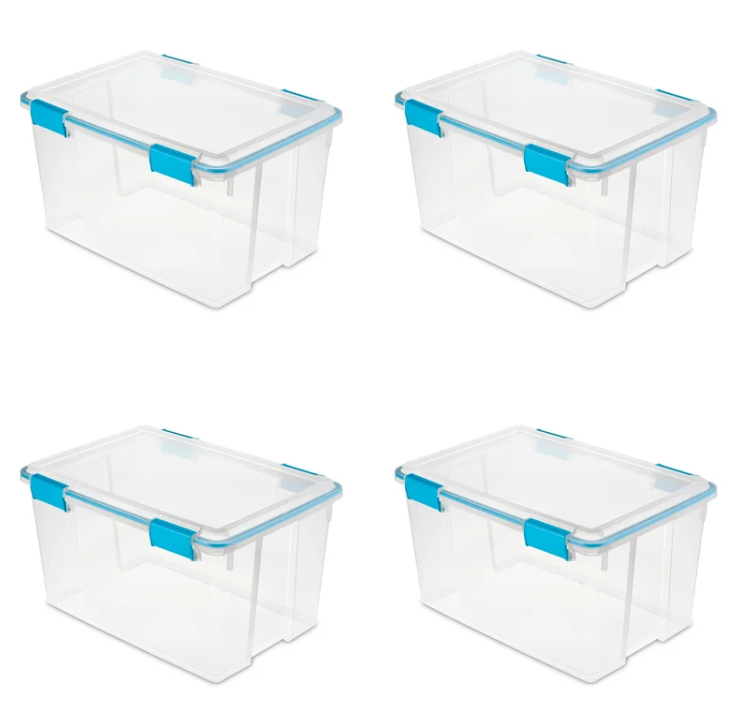 Sterilite 54 Qt. Latched Gasket Plastic Storage Container (4-Pack)