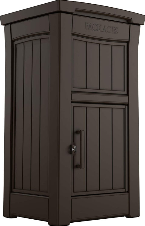 Keter 245523 Delivery Box for Porch with Lockable Secure Storage Compartment to Keep Packages Safe, One size, Brown