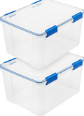 IRIS USA 2 Pack 44 Quart WeatherPro™ Multi-Purpose Storage Box with Latching Buckles, Clear