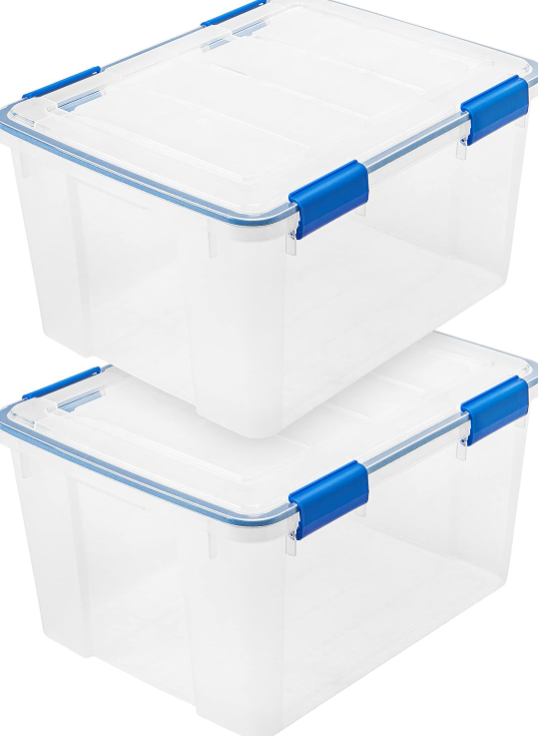 IRIS USA 2 Pack 44 Quart WeatherPro™ Multi-Purpose Storage Box with Latching Buckles, Clear